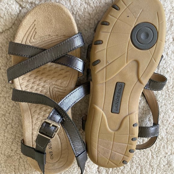 Lands End Dark Metallic Gray Women's Sandals, Size 7 - Picture 2 of 4